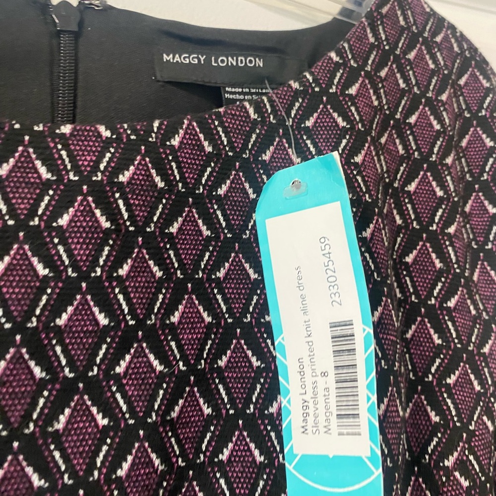 NWT Maggy London Black Sleeveless A-Line Midi Dress